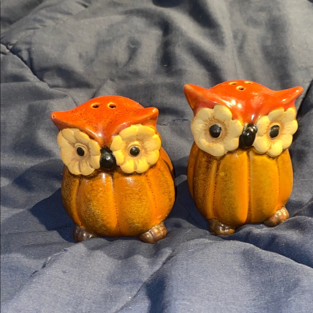Ceramic Owl Figurine Pair Salt & Pepper shakers